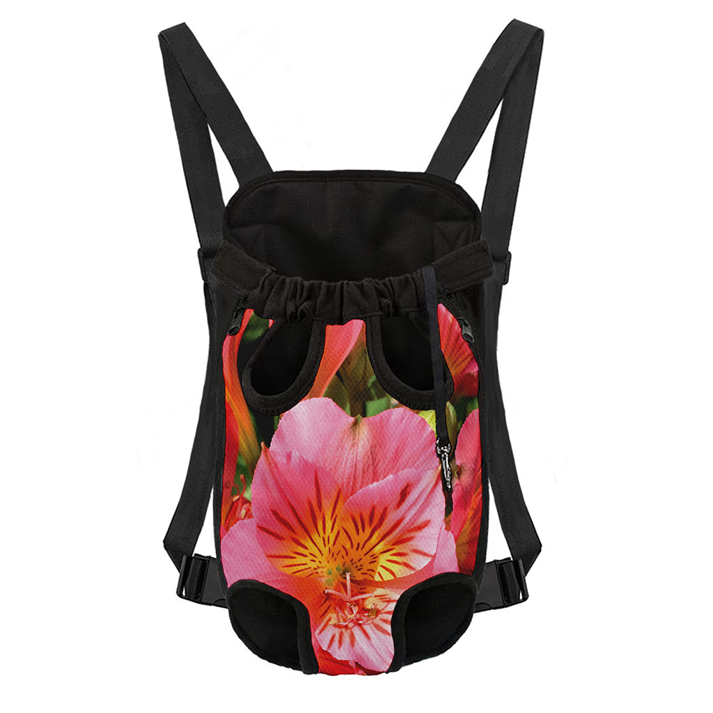 Pink Alstroemeria Print Pet Carrier Backpack