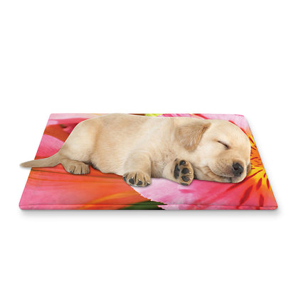 Pink Alstroemeria Print Pet Cooling Mat Cover