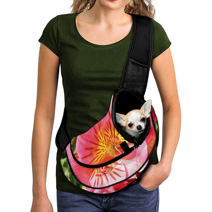 Pink Alstroemeria Print Pet Sling Carrier