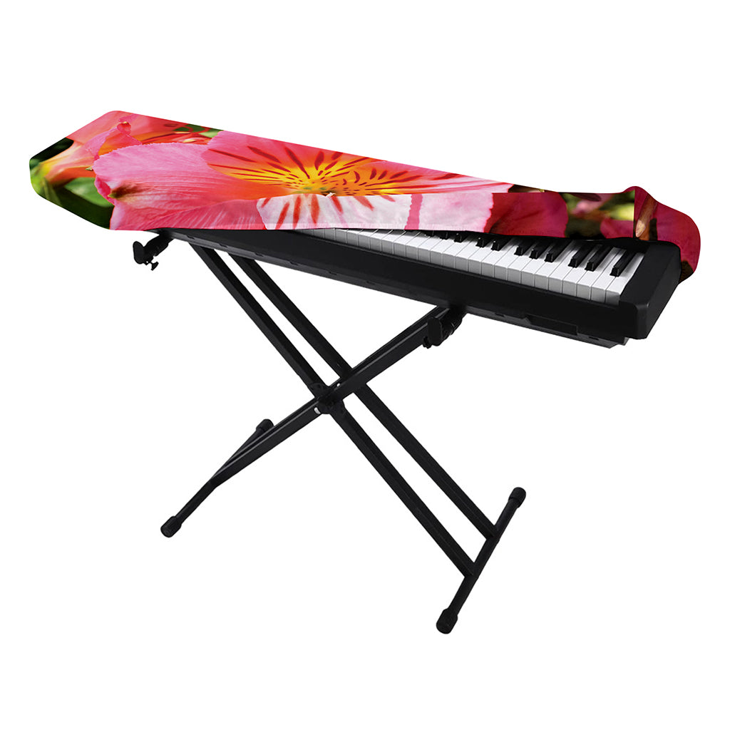Pink Alstroemeria Print Piano Keyboard Cover