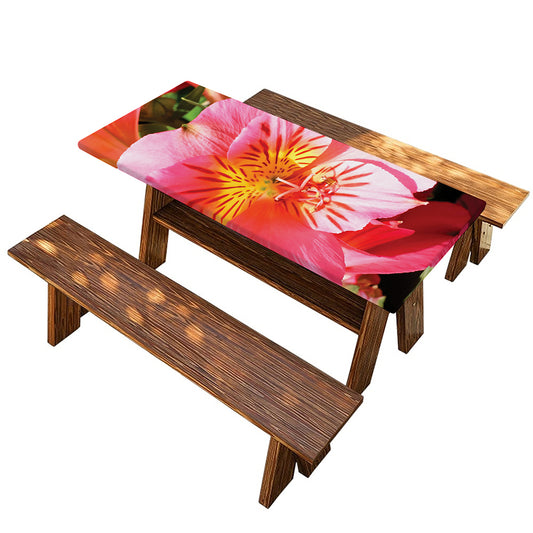 Pink Alstroemeria Print Picnic Table Cover