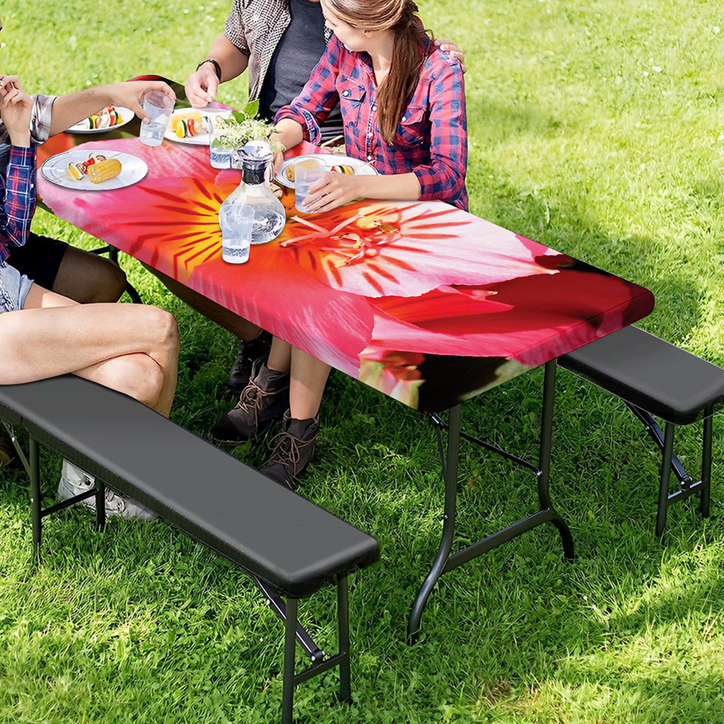 Pink Alstroemeria Print Picnic Table Cover