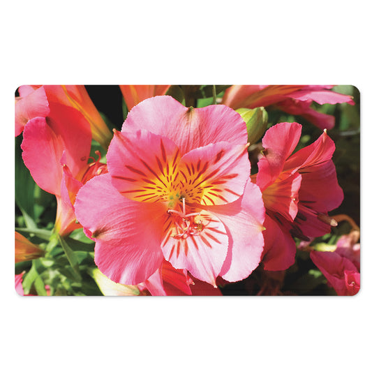 Pink Alstroemeria Print Polyester Doormat