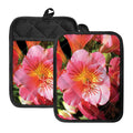 Pink Alstroemeria Print Pot Holders With Pocket