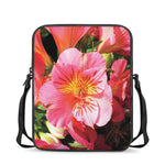 Pink Alstroemeria Print Rectangular Crossbody Bag