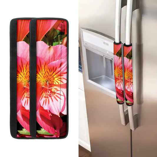 Pink Alstroemeria Print Refrigerator Handle Covers