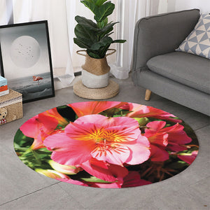 Pink Alstroemeria Print Round Rug