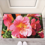 Pink Alstroemeria Print Rubber Doormat