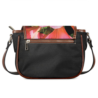 Pink Alstroemeria Print Saddle Bag
