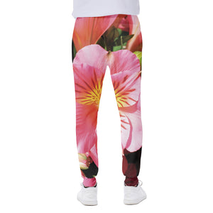 Pink Alstroemeria Print Scuba Joggers