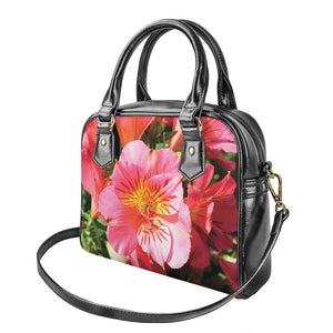 Pink Alstroemeria Print Shoulder Handbag