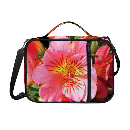 Pink Alstroemeria Print Shoulder Strap Bible Bag
