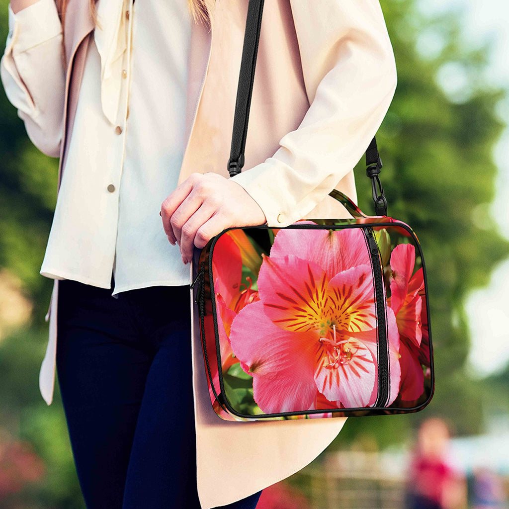 Pink Alstroemeria Print Shoulder Strap Bible Bag