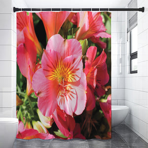 Pink Alstroemeria Print Shower Curtain