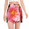 Pink Alstroemeria Print Side Slit Mini Skirt