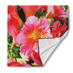 Pink Alstroemeria Print Silk Bandana
