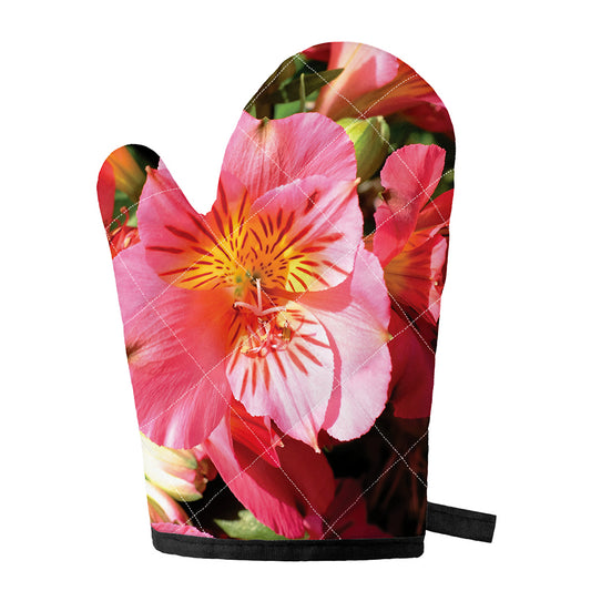 Pink Alstroemeria Print Single Oven Mitt