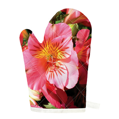 Pink Alstroemeria Print Single Oven Mitt