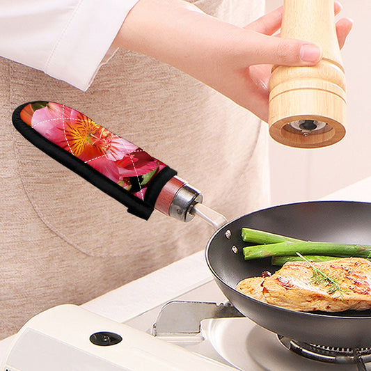 Pink Alstroemeria Print Skillet Handle Cover