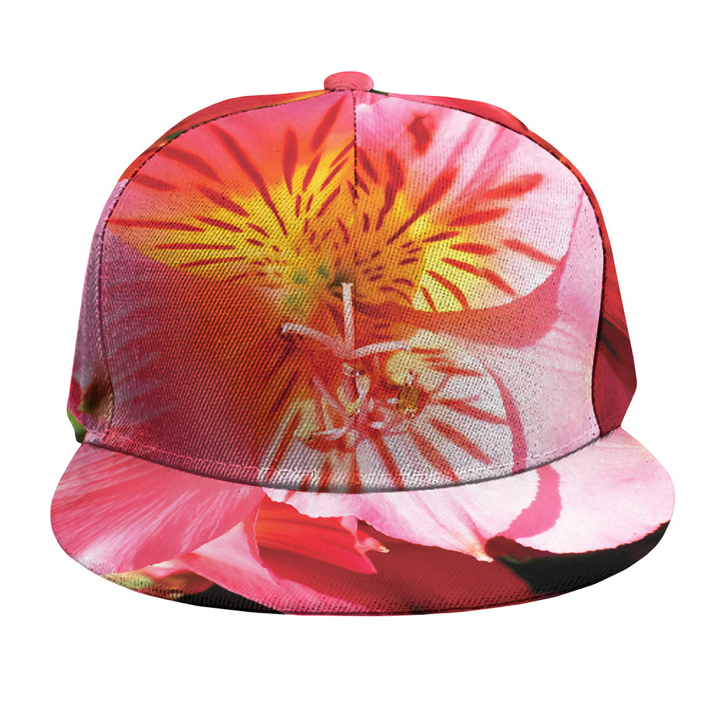 Pink Alstroemeria Print Snapback Cap