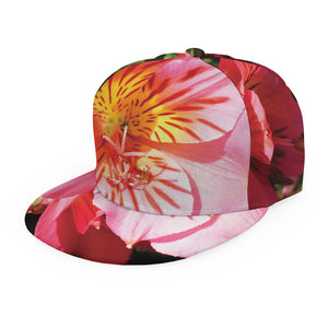 Pink Alstroemeria Print Snapback Cap