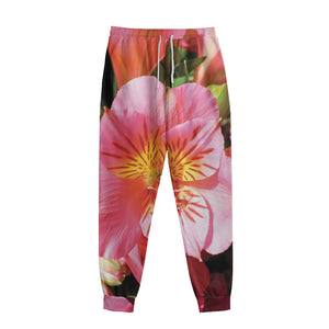 Pink Alstroemeria Print Sweatpants