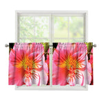 Pink Alstroemeria Print Tier Curtains