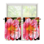 Pink Alstroemeria Print Tier Curtains