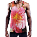 Pink Alstroemeria Print Men's Workout Tank Top