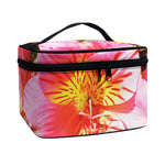 Pink Alstroemeria Print Travel Makeup Bag