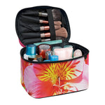 Pink Alstroemeria Print Travel Makeup Bag