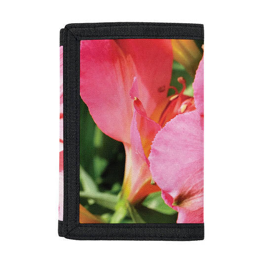 Pink Alstroemeria Print Trifold Wallet