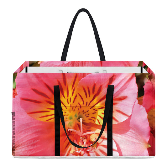 Pink Alstroemeria Print Utility Tote Bag
