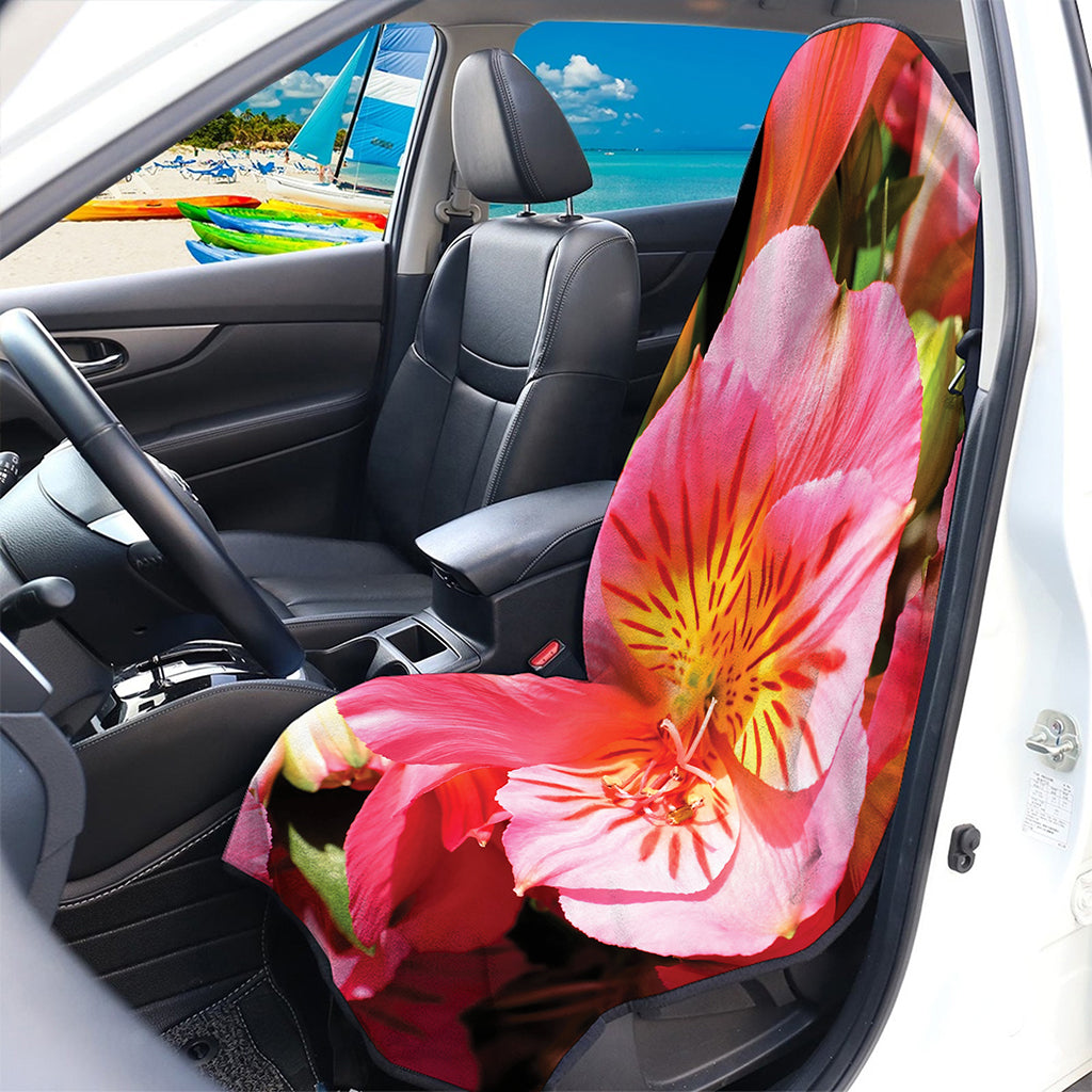 Pink Alstroemeria Print Waterproof Car Seat Cover