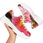 Pink Alstroemeria Print White Chunky Shoes