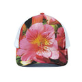 Pink Alstroemeria Print White Mesh Trucker Hat