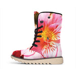 Pink Alstroemeria Print Winter Boots