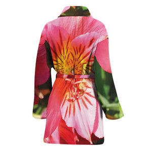 Pink Alstroemeria Print Women's Bathrobe