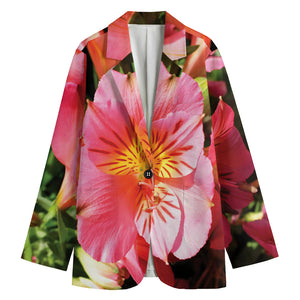 Pink Alstroemeria Print Women's Blazer