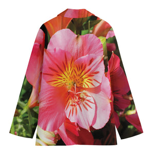 Pink Alstroemeria Print Women's Blazer