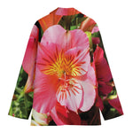 Pink Alstroemeria Print Women's Cotton Blazer