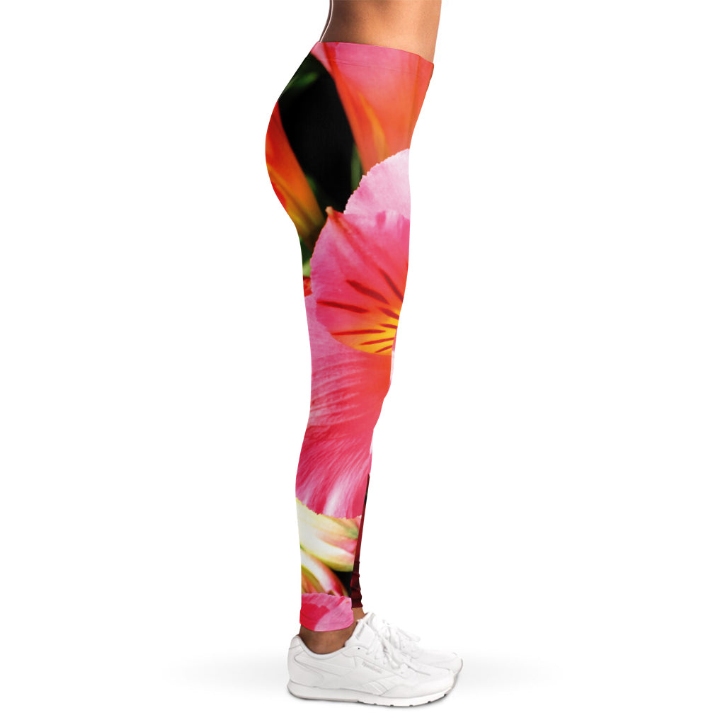 Pink Alstroemeria Print Women's Leggings