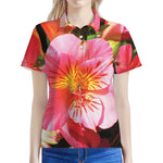 Pink Alstroemeria Print Women's Polo Shirt