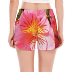 Pink Alstroemeria Print Women's Split Running Shorts