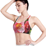 Pink Alstroemeria Print Women's Sports Bra