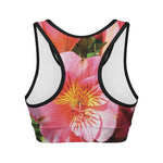 Pink Alstroemeria Print Women's Sports Bra