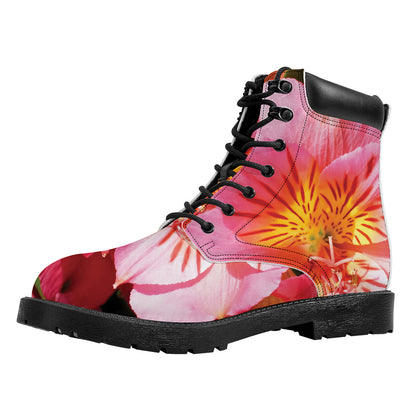 Pink Alstroemeria Print Work Boots