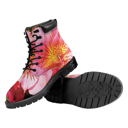 Pink Alstroemeria Print Work Boots