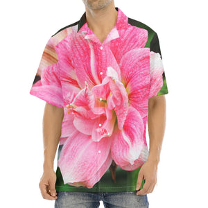 Pink Amaryllis Print Aloha Shirt