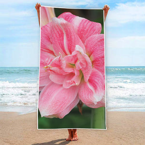 Pink Amaryllis Print Beach Towel